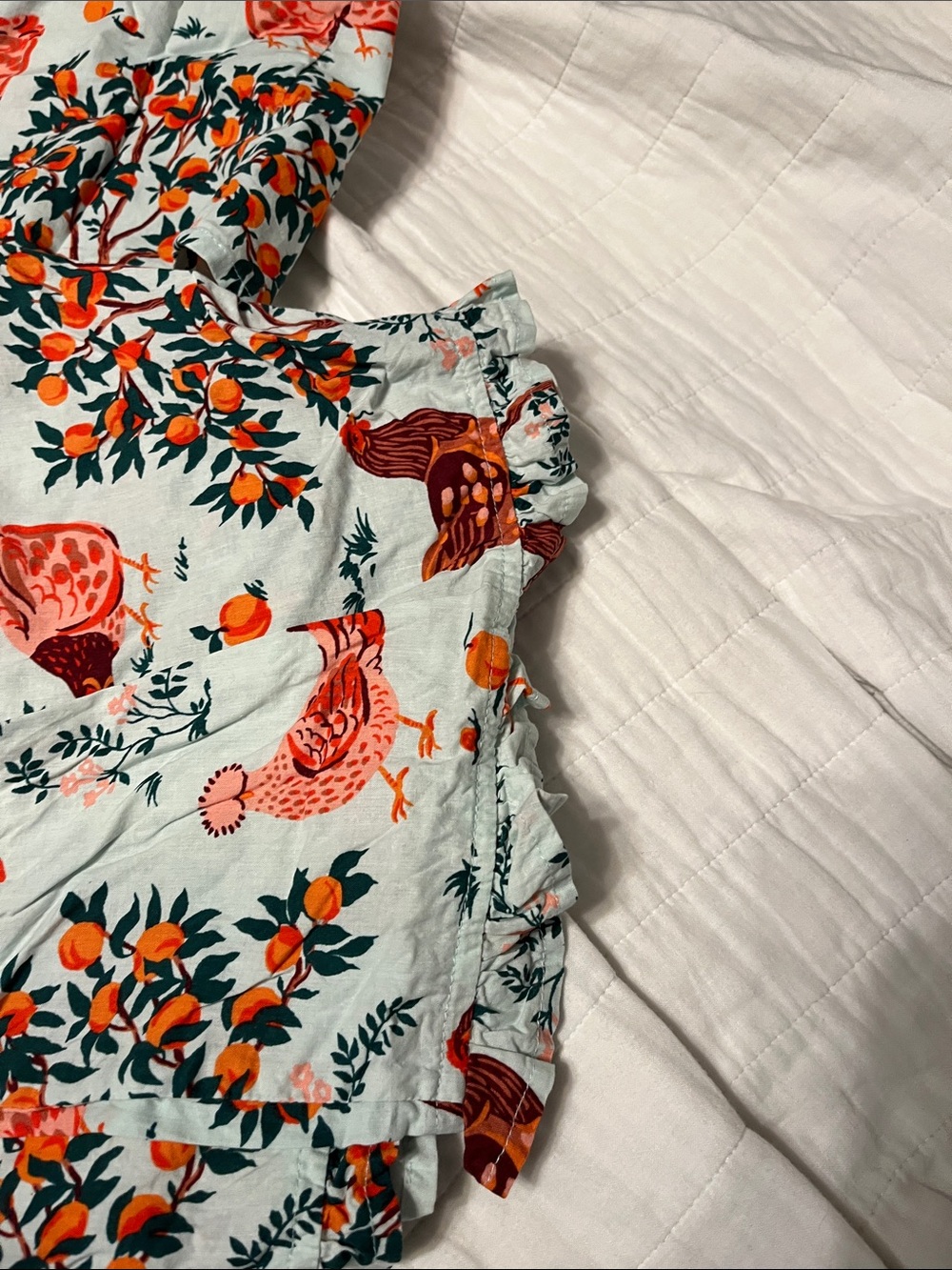 Printfresh Light Blue Hen & Orange Tree Smocked Pajama Set - Picture 6 of 10